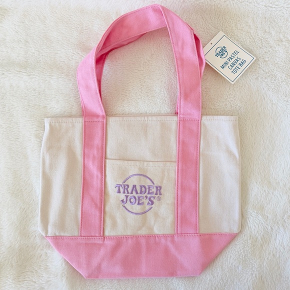 Trader Joe's Handbags - Trader Joe's Mini Pastel Canvas Tote Bag - Pink - Spring - Easter - Viral